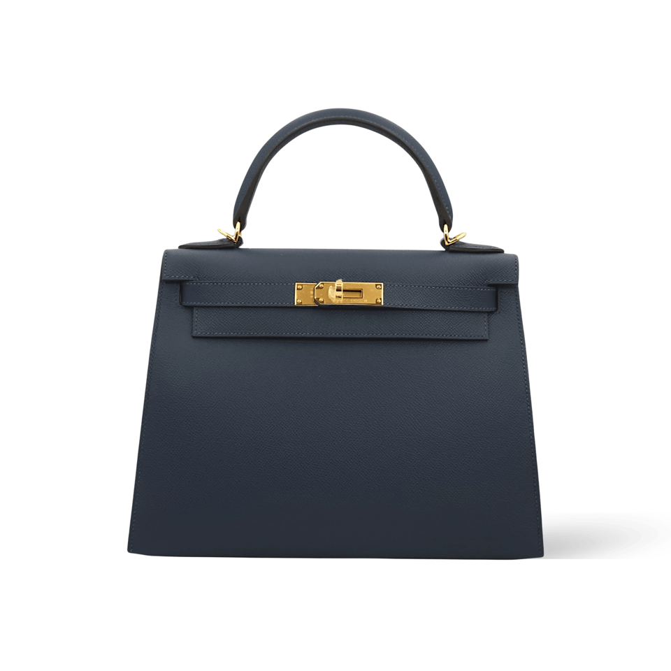 Hermes Kelly 28 Bag In Blue Sapphire Leather For Women 28cm/11in view 2