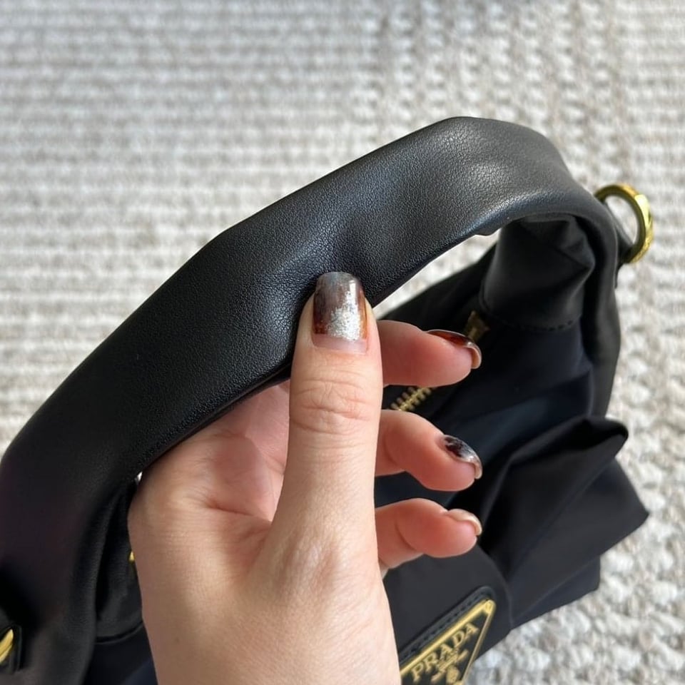 Prada Re Nylon And Nappa Leather Mini Bag With Bow Black 20Cm view 6
