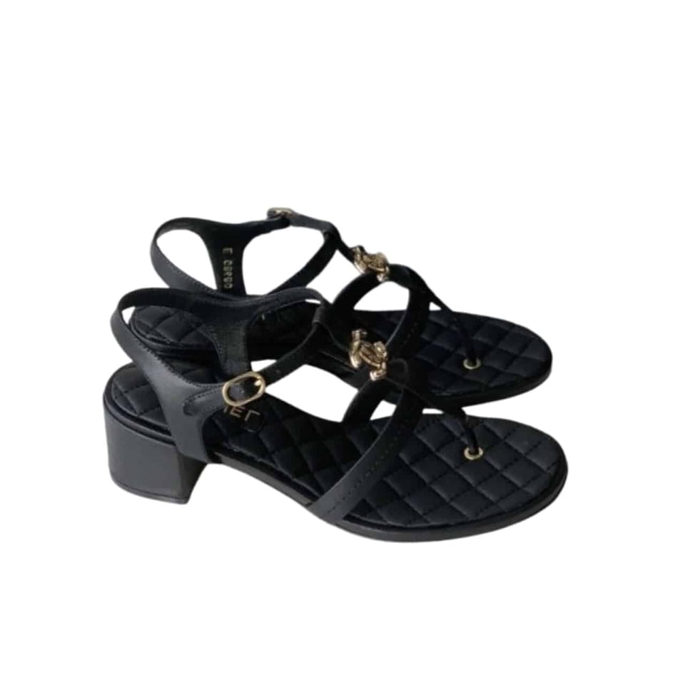 Chanel Sandal Open Round Toe Flip Flops Black view 2
