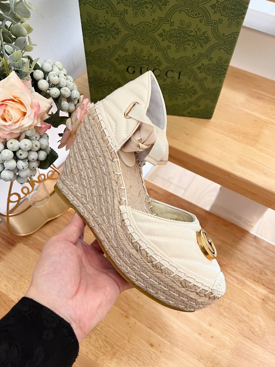 Gucci Leather Platform Espadrille White view 5