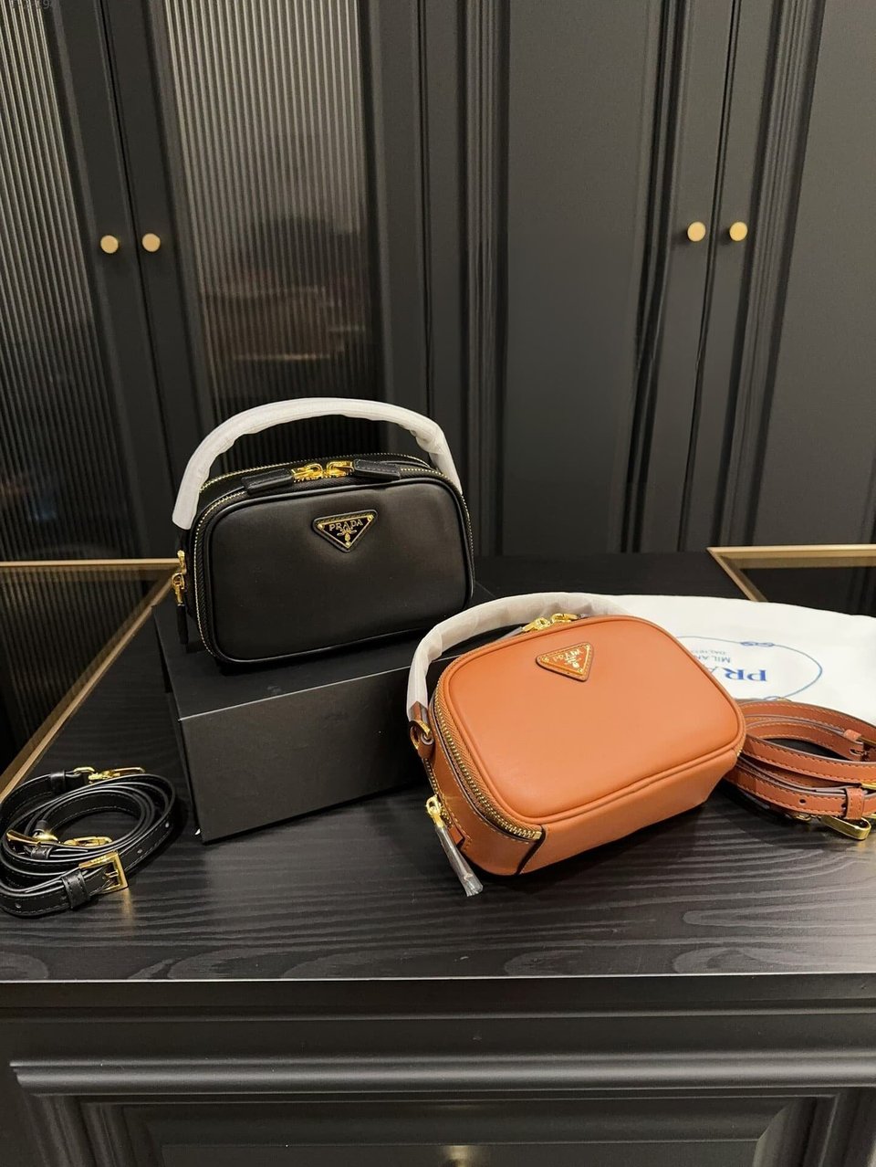 Prada Odette Leather Mini Bag Black 18Cm view 3
