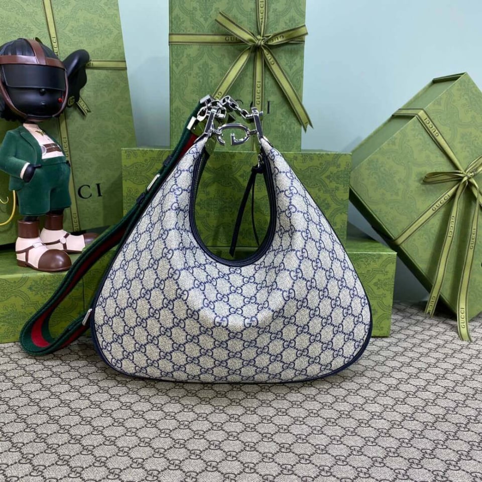 Gucci GG Supreme Attache Medium Shoulder Bag Blue view 8