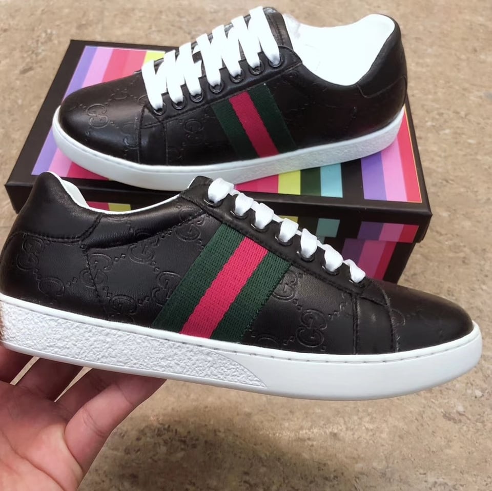 Gucci Ace Black Logo Sneaker 386750 Cwcg0 1070 view 6