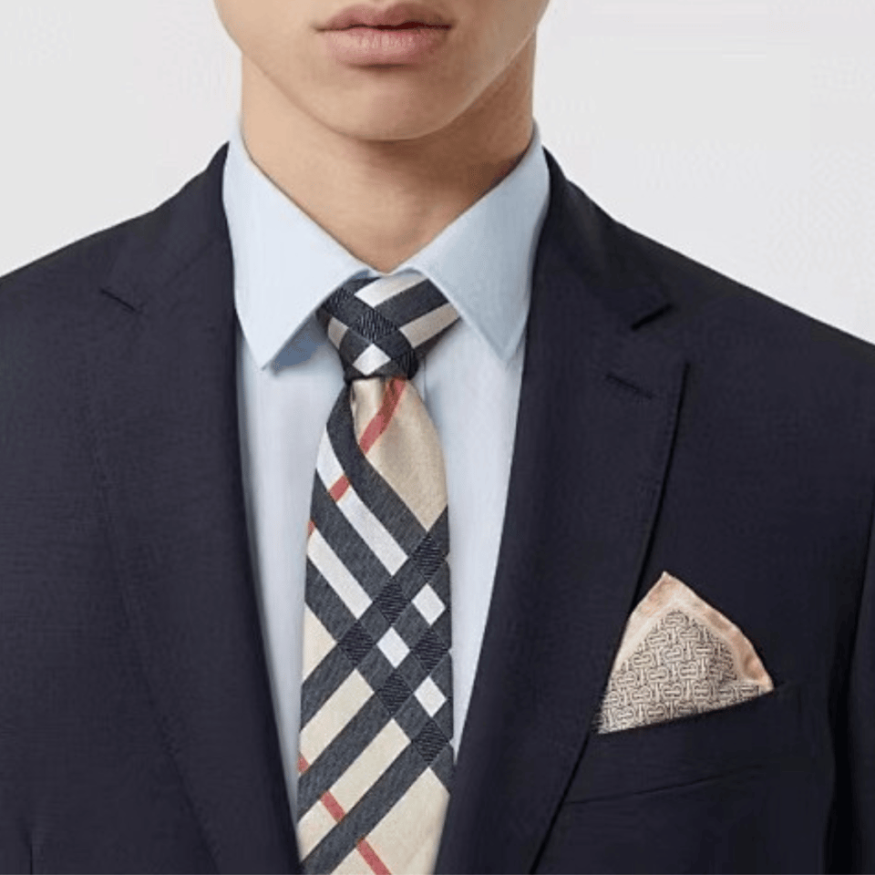 Burberry Beige Classic Check Silk Tie For Men view 10
