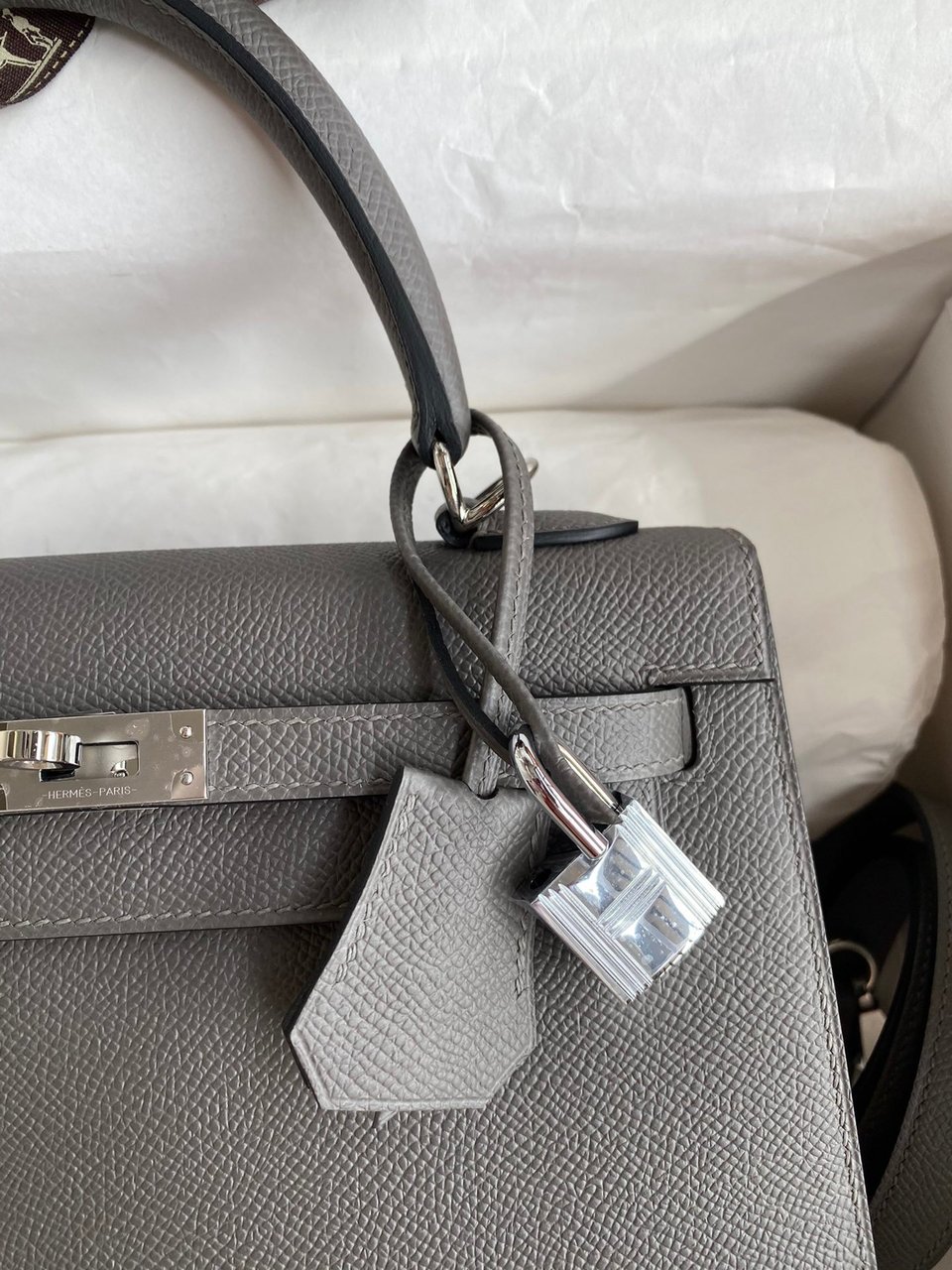 Hermes Kelly 25 Bag In Dark Grey Epsom Leather For Women 25cm/10in view 5