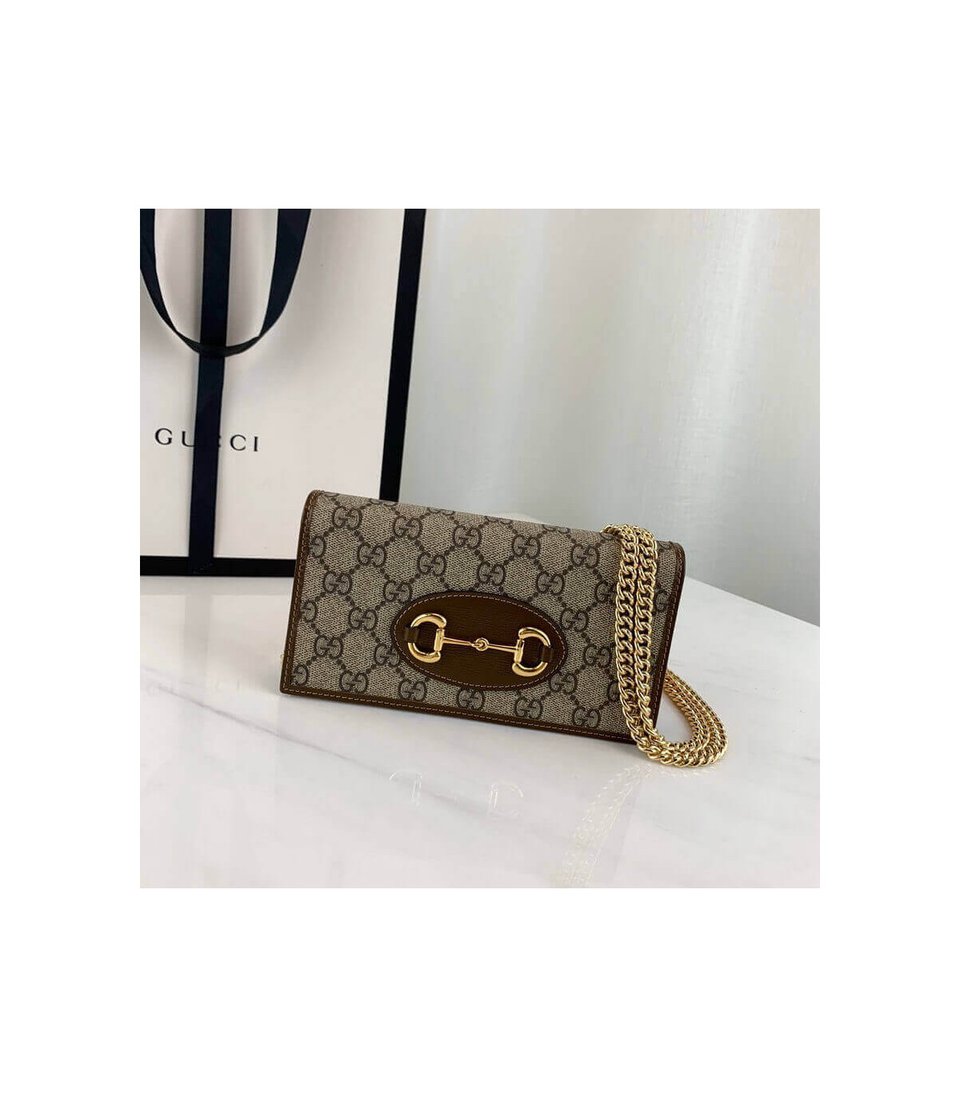 Gucci 1955 Horsebit Wallet With Chain Brown 19cm view 8