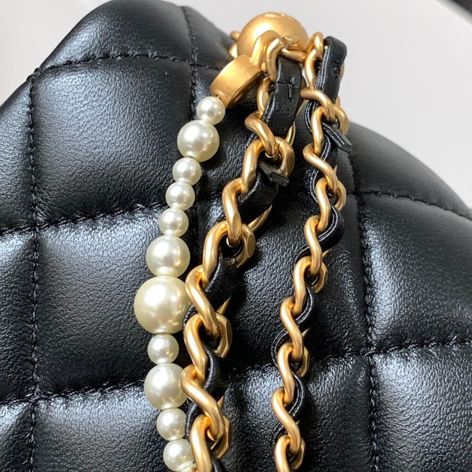 Chanel Mini Flap Bag with Pearl Top Handle Chain view 11