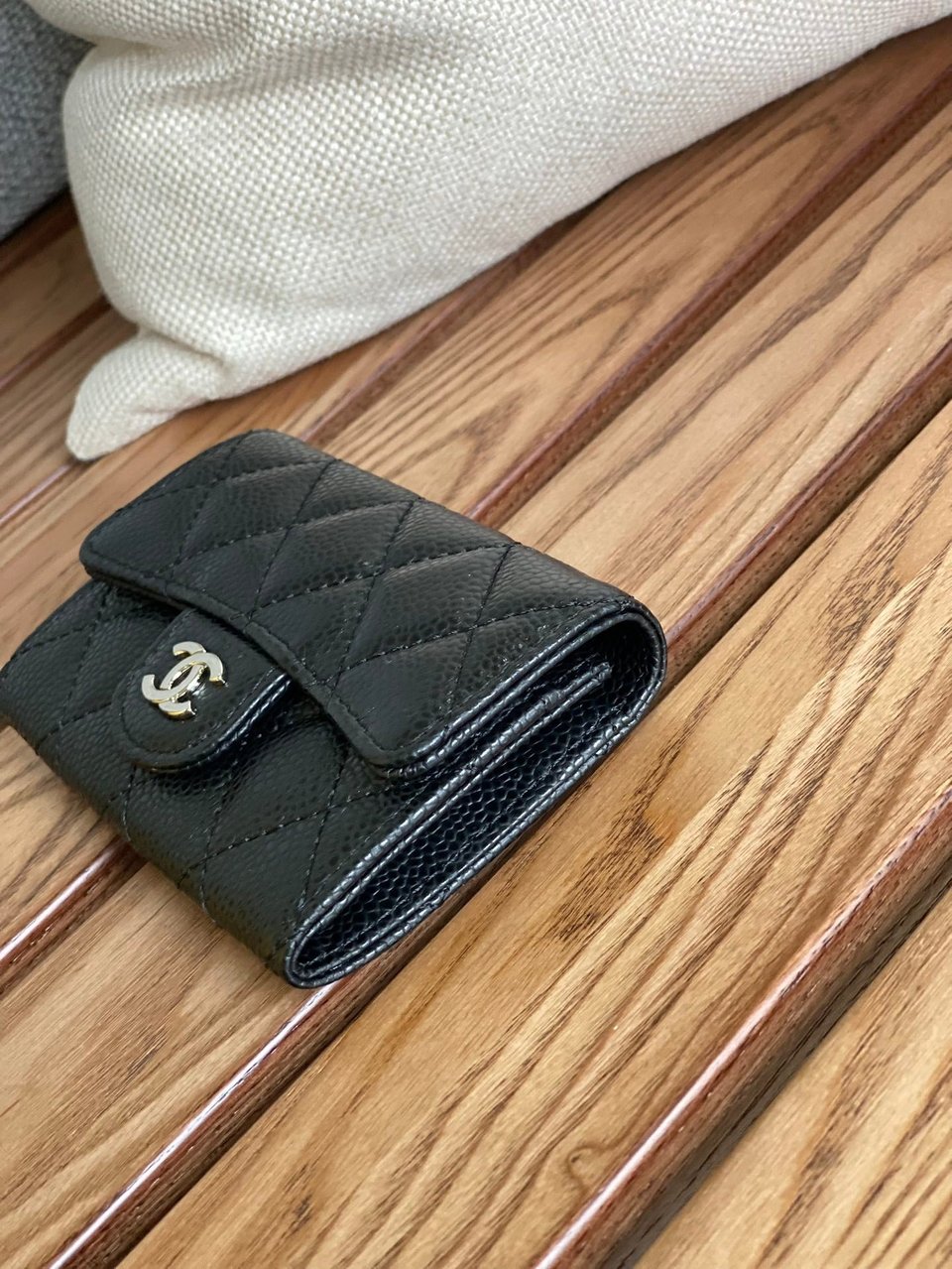 Chanel Small Wallet 11Cm Black Caviar Silver Hardware view 8