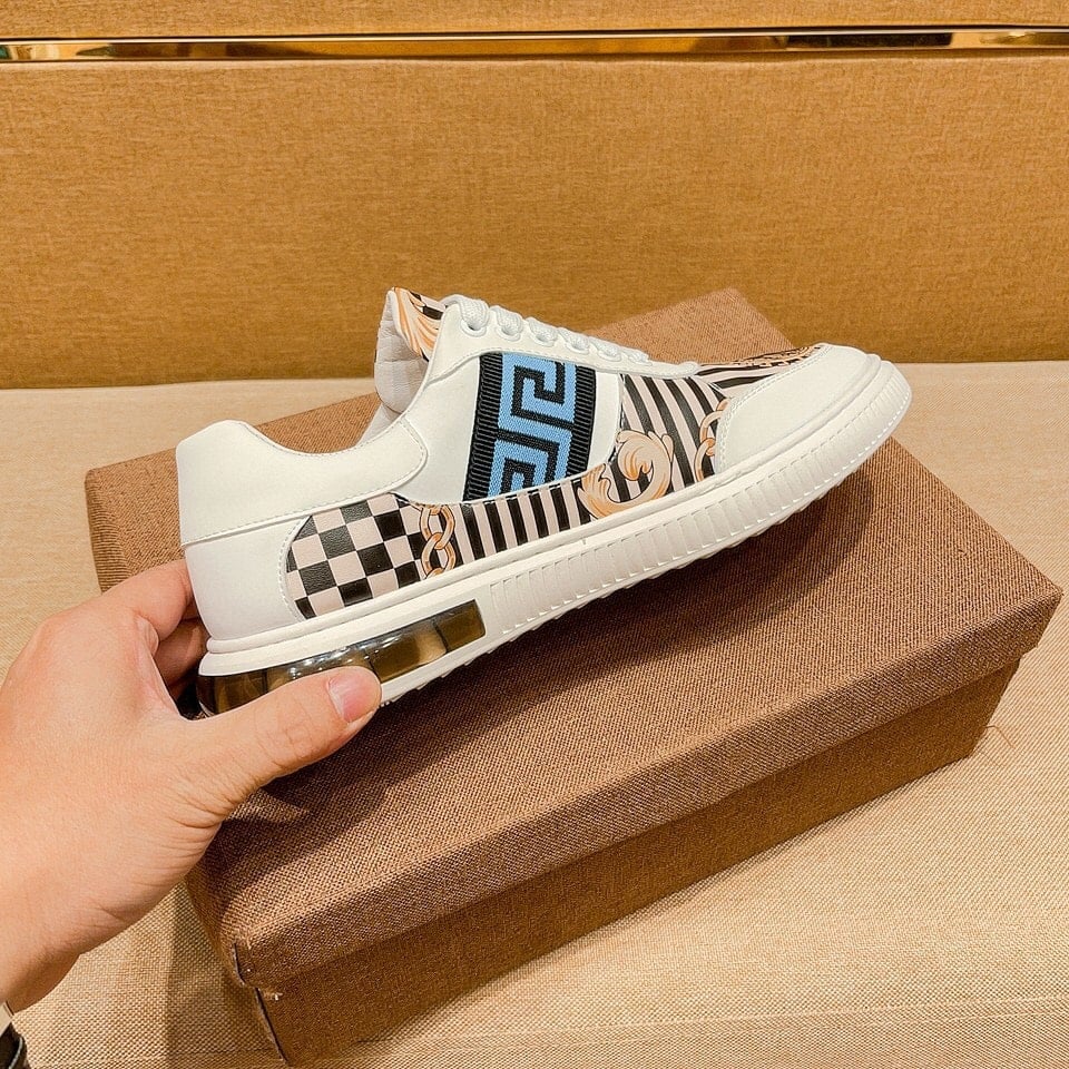 Fendi Domino Fabric Low Sneakers Blue Ff view 4