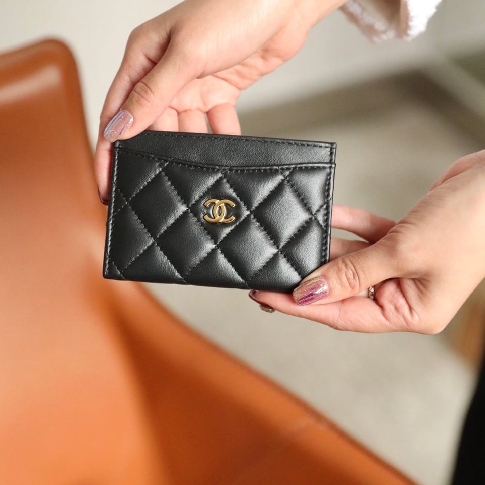 Chanel Card Holder 11 Black Calfskin Gold Icon view 2