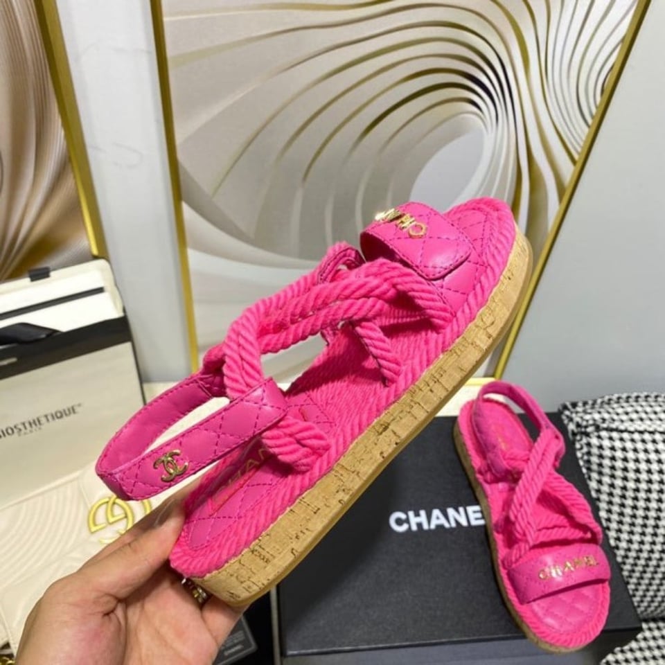 Chanel Rope Sandals Strap Pink view 7