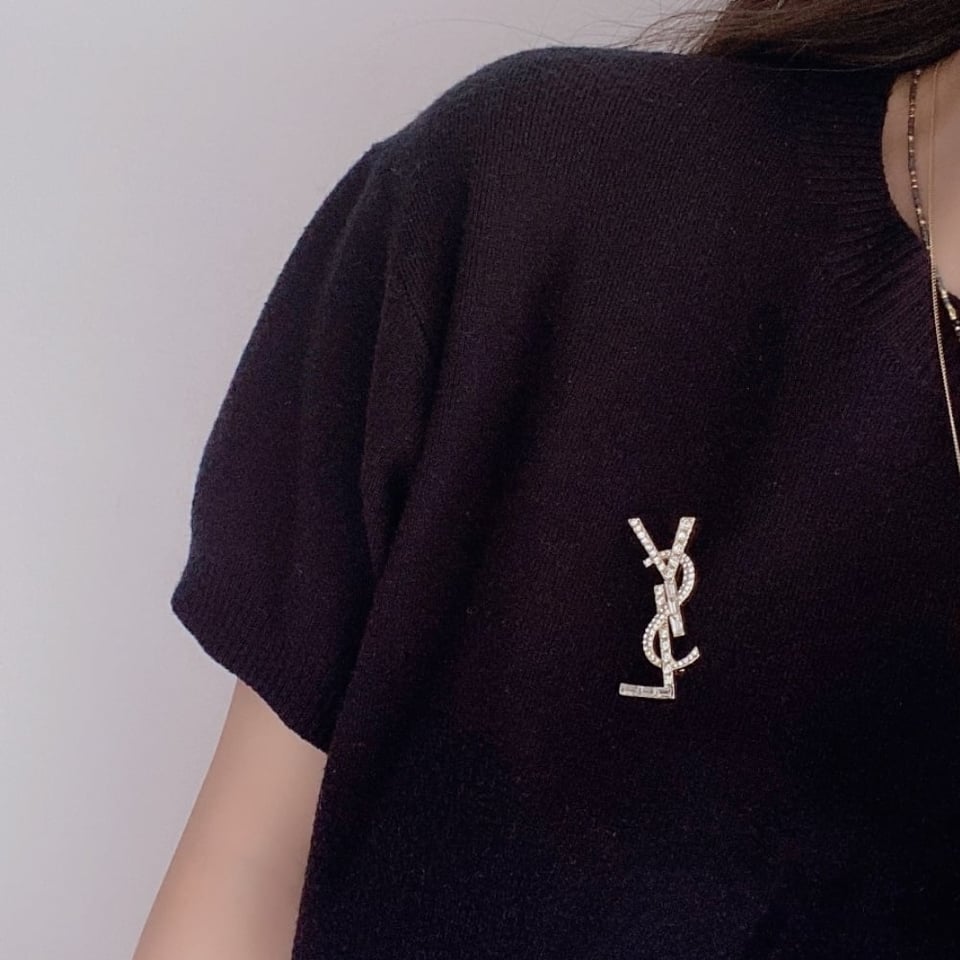 Saint Laurent Ysl Brooch Gold With Stone view 6