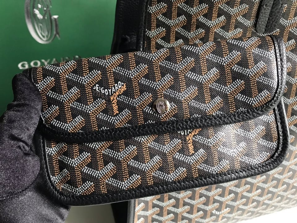 Goyard Hardy Pm Bag 40 Cm Black Goyardine Canvas And Taurillon Leather Trim view 6