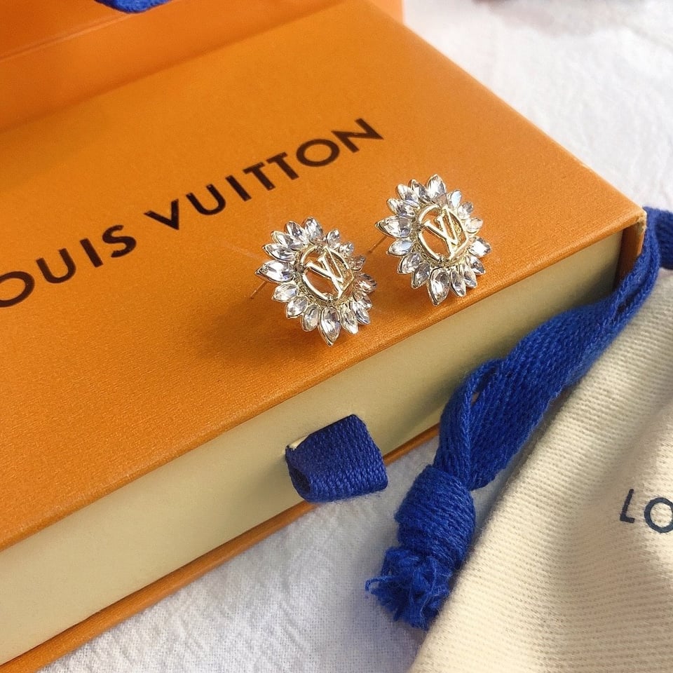Louis Vuitton Sunburst Crystal Earrings Gold view 6