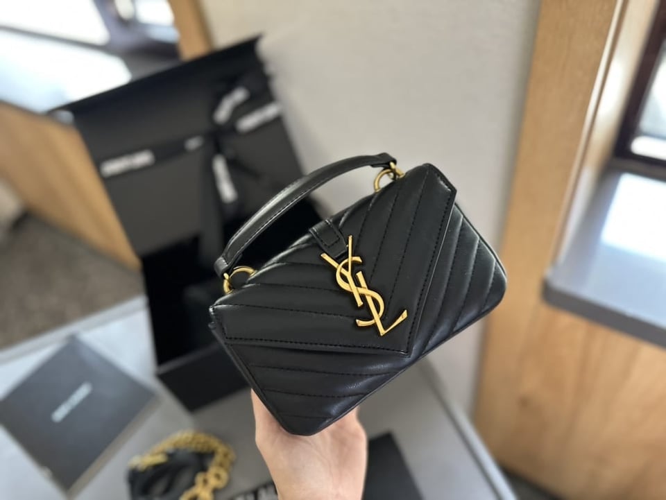Saint Laurent College Mini Chain Bag Black 18Cm view 6
