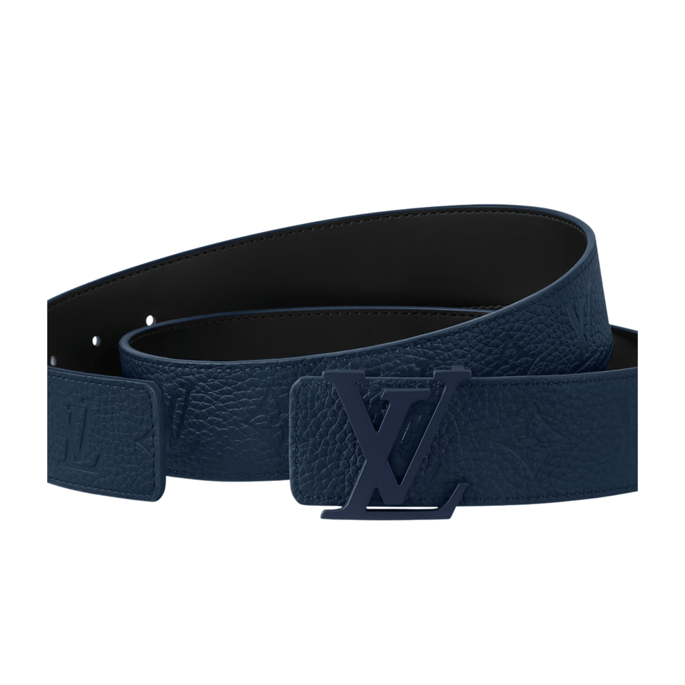 Louis Vuitton LV Taurillon Two Sides 40mm Reversible Men Belt Navy Blue M8663T view 3