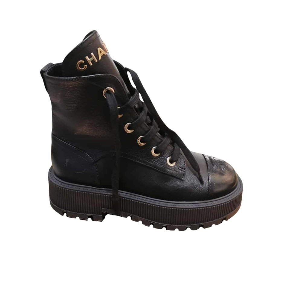 Chanel Cc Lace Up Boot Black G45124 B14018 94305 view 2