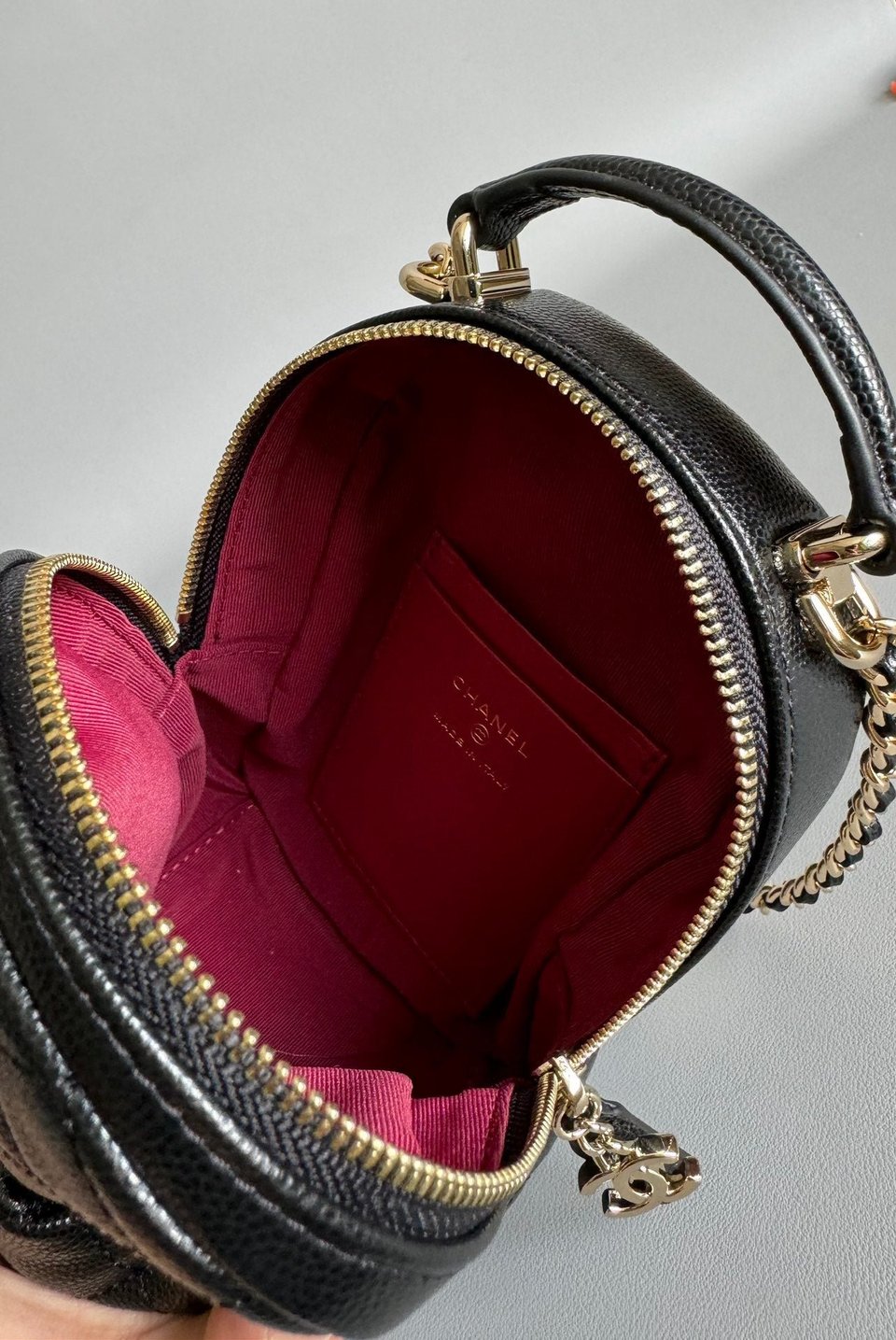 Chanel Mini 18 Backpack Black Caviar Light Gold Hardware view 7