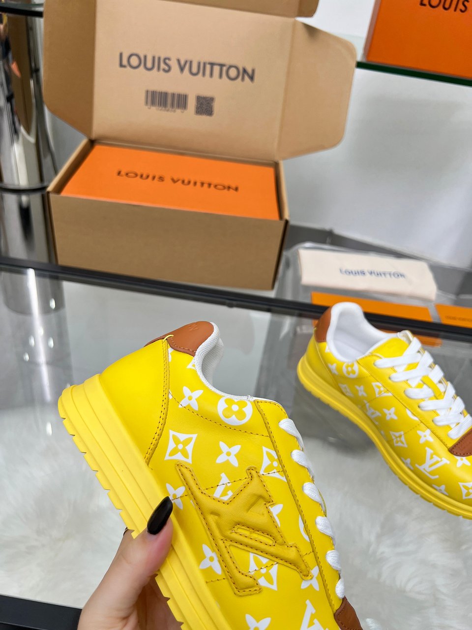 Louis Vuitton LV Trainer Sneaker Yellow Monogram – Leather – Women’s Shoes view 6