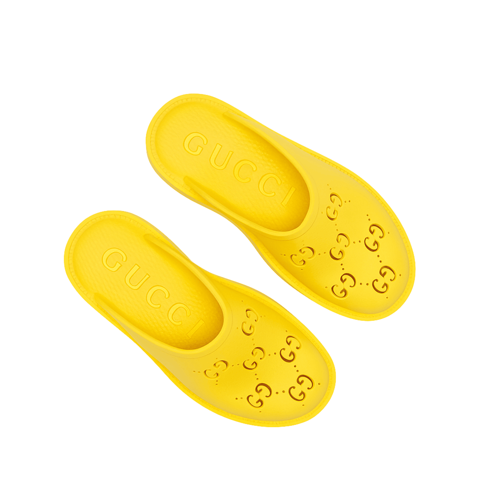 Gucci Men’S Slip On Sandal Yellow Gg Rubber view 2