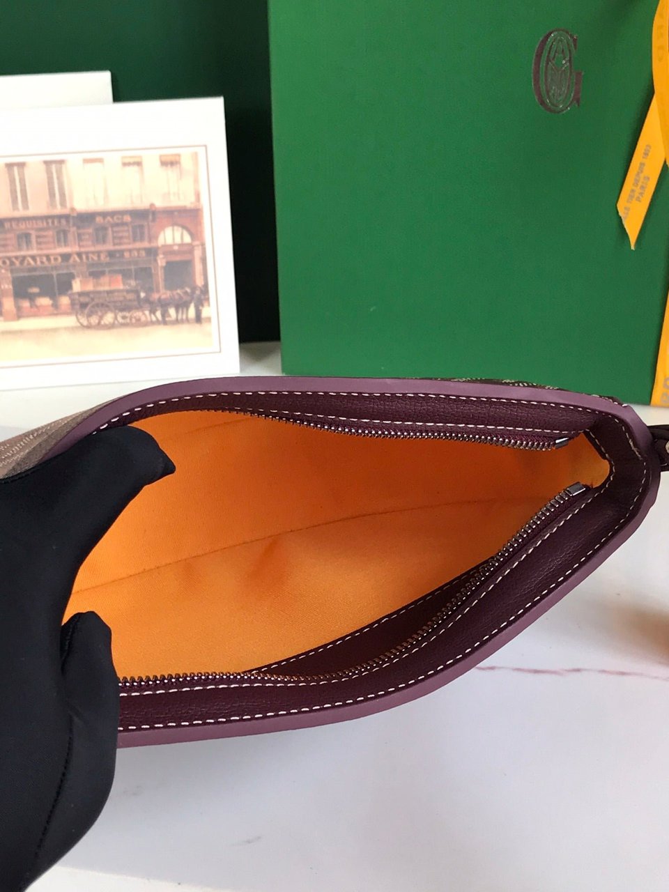 Goyard Hirondelle Bag 25 Cm Wine Red Lambskin And Goyardine Canvas view 4