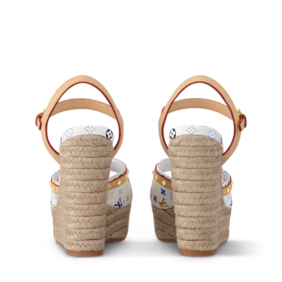 Louis Vuitton X Takashi Murakami Helios Wedge Sandal White 1Agyx0 view 5