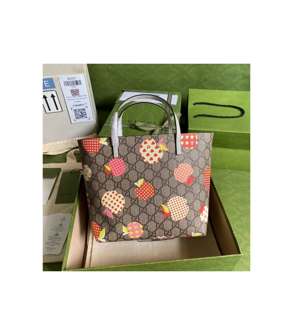 Gucci Children’s GG Heart Apple Pattern Tote view 2