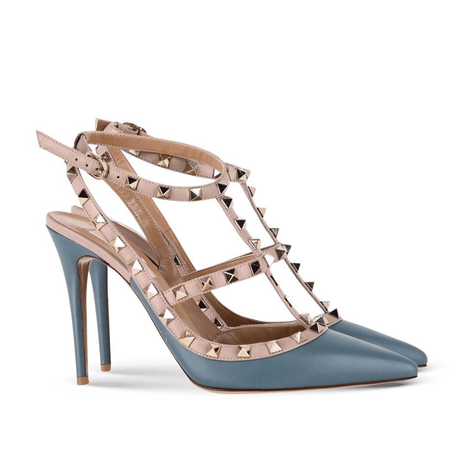 Valentino Patent Rockstud Caged Pump 100Mm Blue view 2