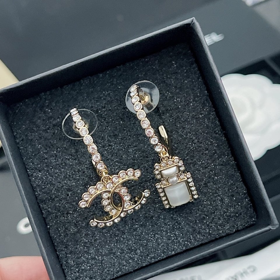 Chanel Cc And Perfume Bottle Hoop Earrings view 5