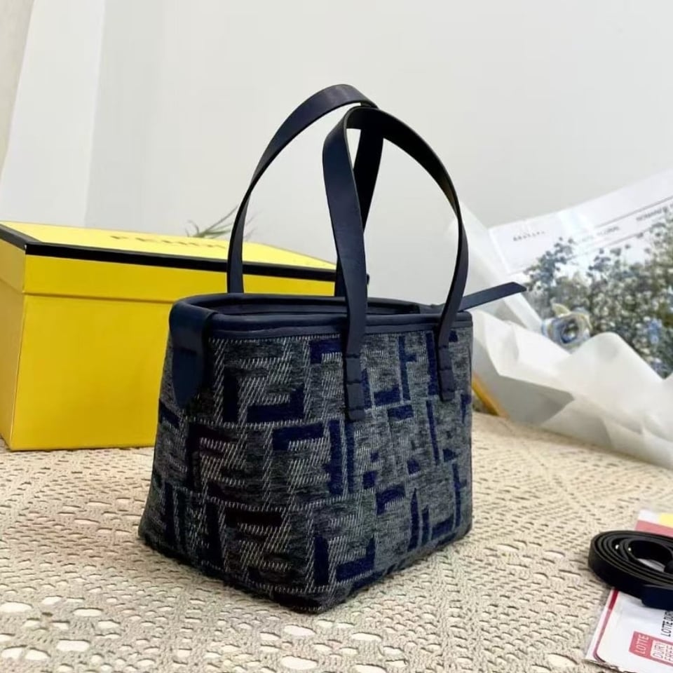 Fendi Roll Mini Ff Chenille Bag Dark Blue 16Cm view 9