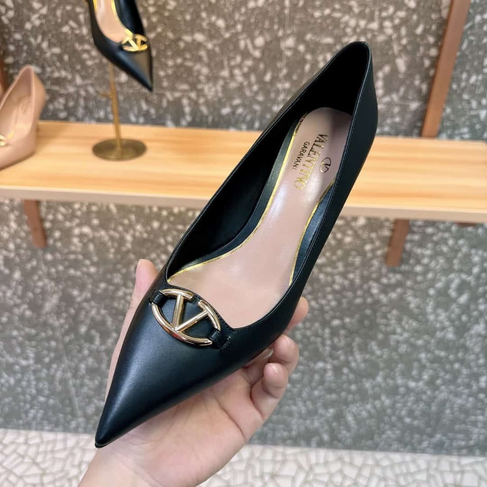 Valentino Garavani Vlogo Patent Leather Slingback Pump Black view 5