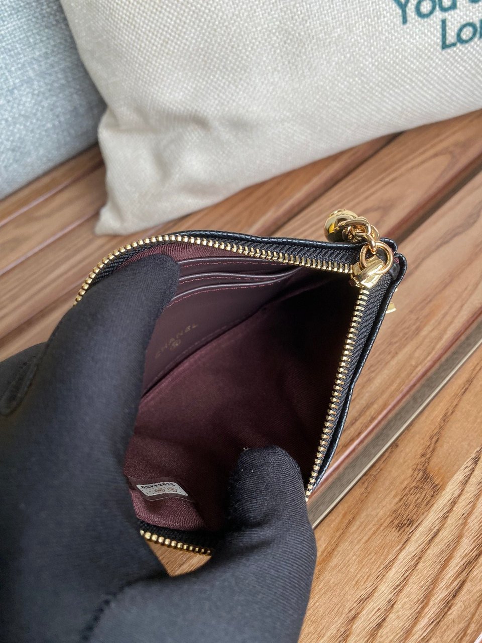 Chanel Zipped Wallet 14Cm Black Caviar Gold Hardware view 3