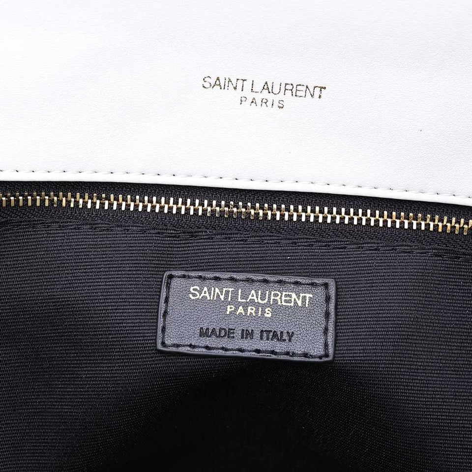Saint Laurent Sade Puffy Leather Envelope Clutch Bag White view 3