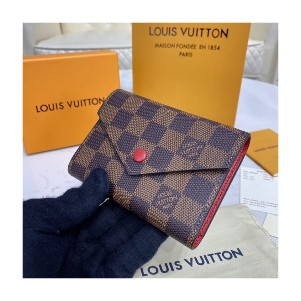 Louis Vuitton Damier Ebene Victorine Wallet Red view 3