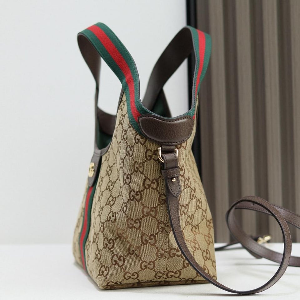 Gucci Giglio small Tote Bag 25cm/9.8in Beige And Brown 860845 view 7