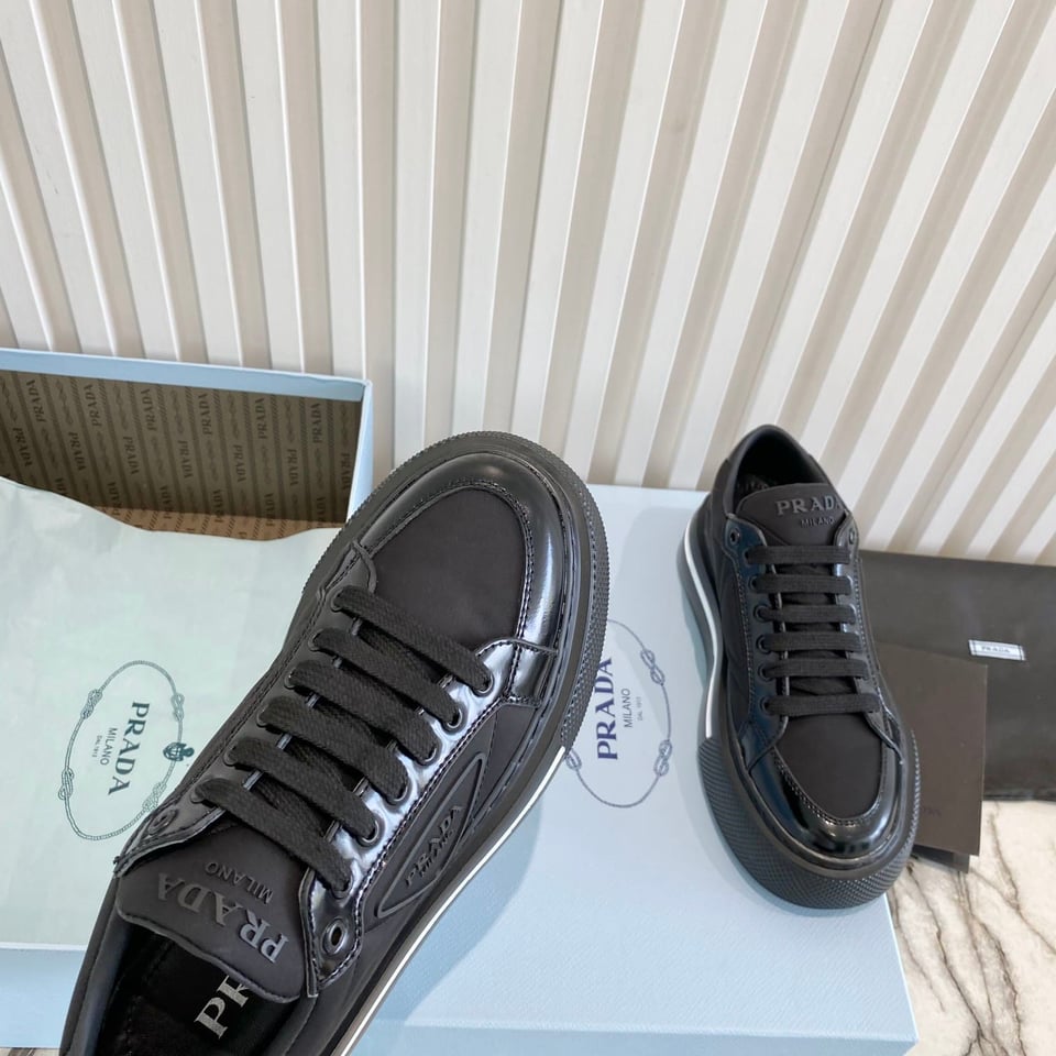 Prada Macro Re-Nylon And Brushed Leather Sneakers Black 2Eg3763Lf5F0632 view 7