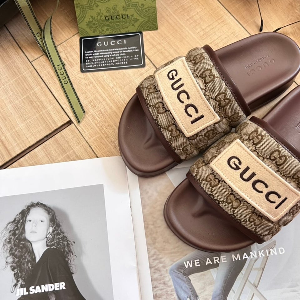 Gucci Gg Horizontal Strap Sandals With Tag In Brown view 6