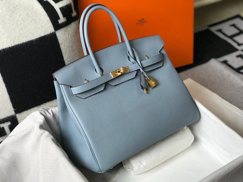 Hermes Birkin 35Cm Sky Blue Togo Leather Gold Hardware view 3