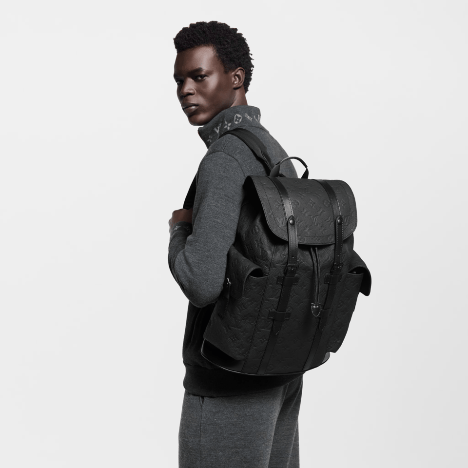 Louis Vuitton Christopher Backpack Mm Taurillon Monogram Black M55699 view 3
