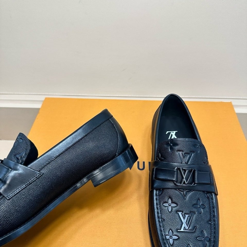 LV Major Loafer Black Monogram Calfskin Leather Shoes For Men view 12