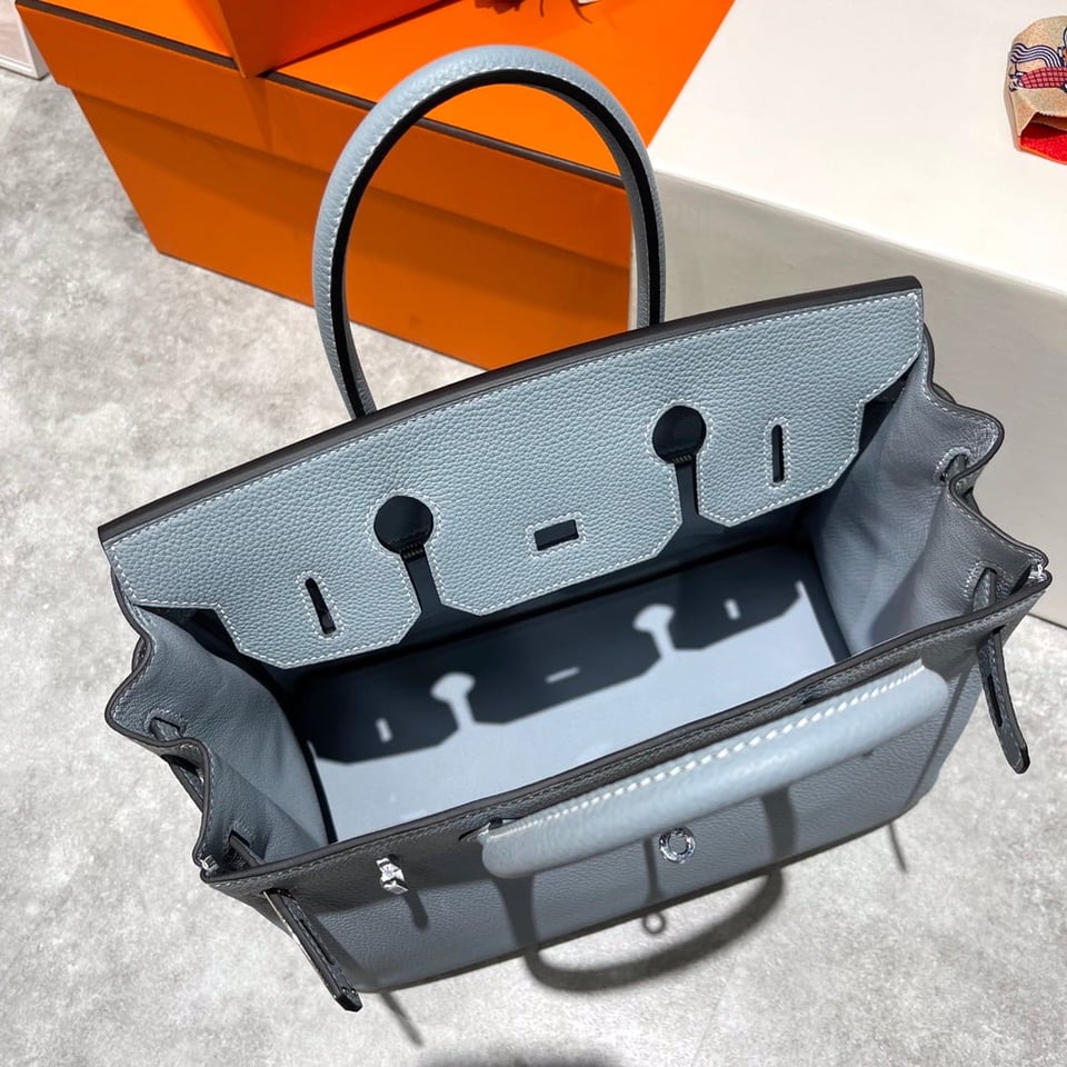 Hermes Birkin 30Cm Cloud Blue Togo Leather Silver Hardware view 8