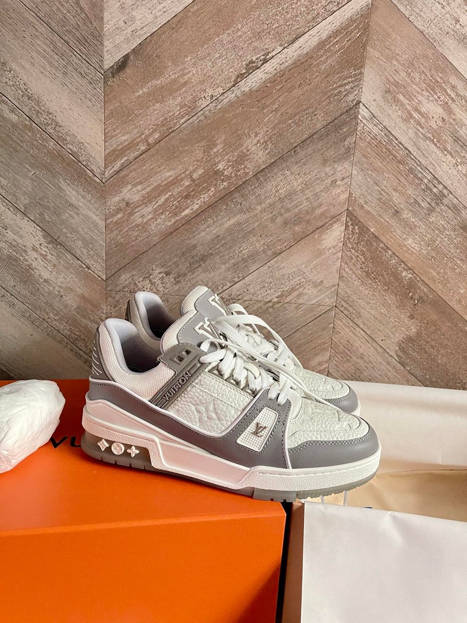 Louis Vuitton Lv Trainer Sneaker Grey White 1A8Kba view 7