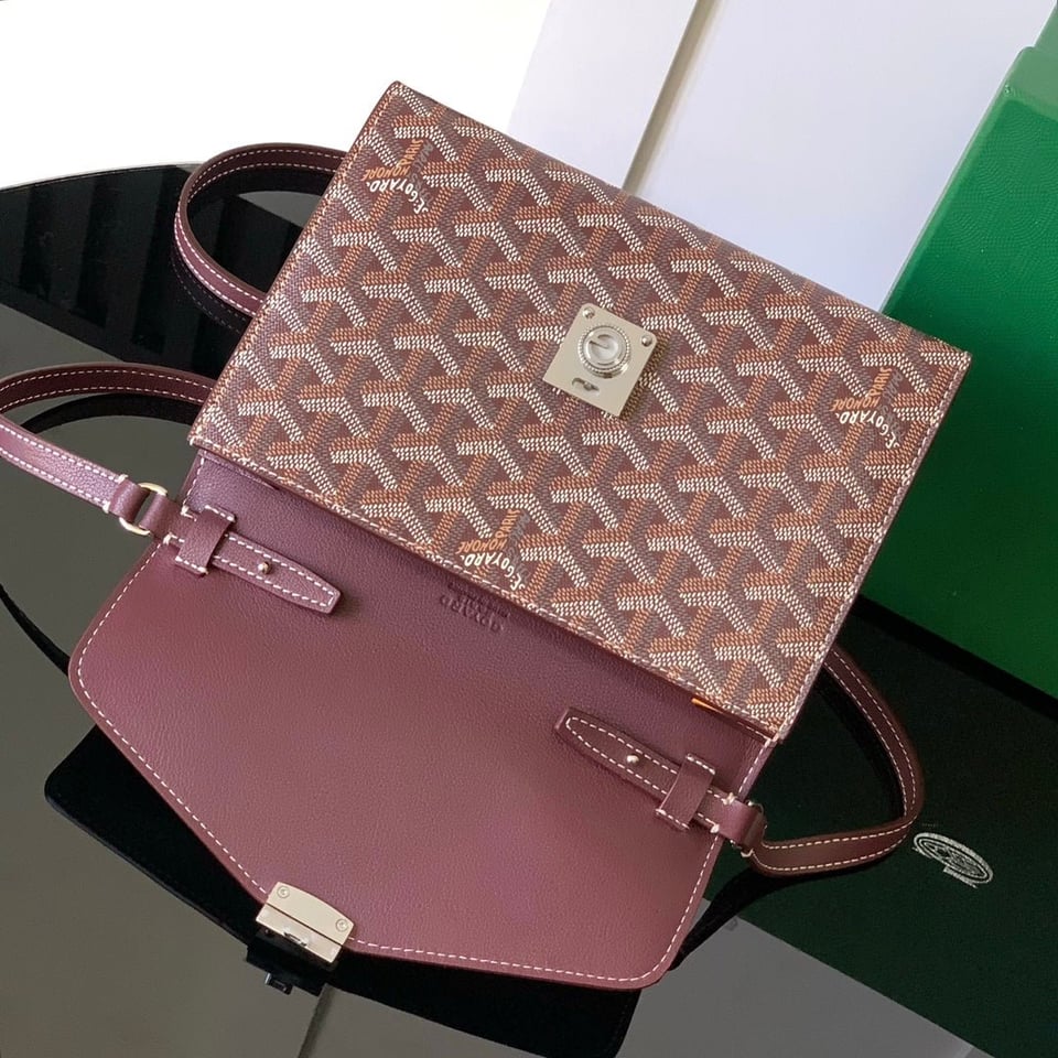 Goyard Chypre Wallet-Pouch 21 Cm Wine Red Goyardine Canvas And Calfskin view 6