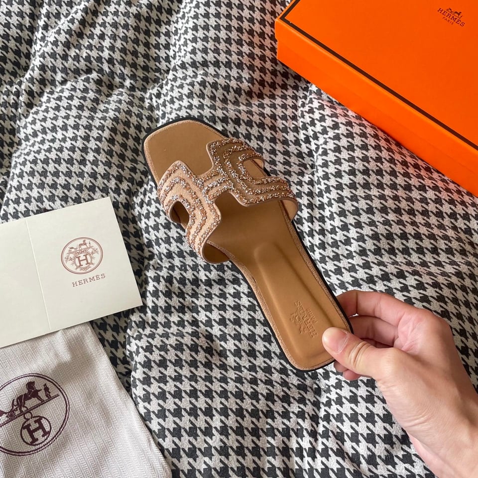 Hermes Oran Sandal Beige Macram? Nude H212010Z 3E350 view 8