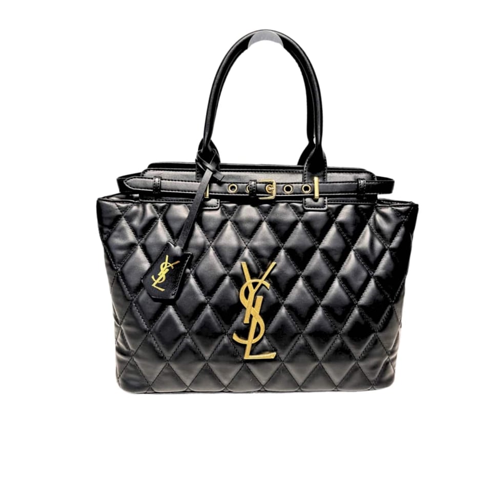 Saint Laurent Calfskin Leather Handbag Black 33Cm