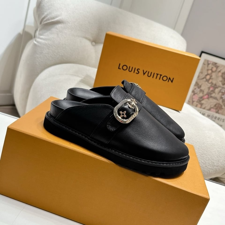 Louis Vuitton Cosy Flat Comfort Clog Black 1Agvpt view 4