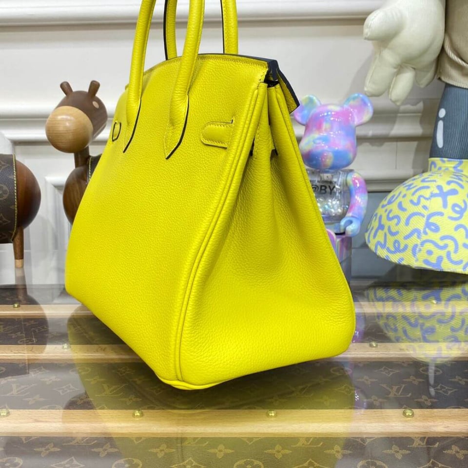 Hermes Birkin 30 Bag Lime Gold Hardware Togo Leather view 7