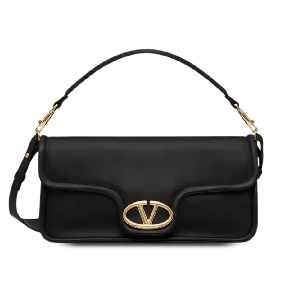 Valentino Garavani Vlogo 1960 Nappa Leather Shoulder Bag Black 28Cm