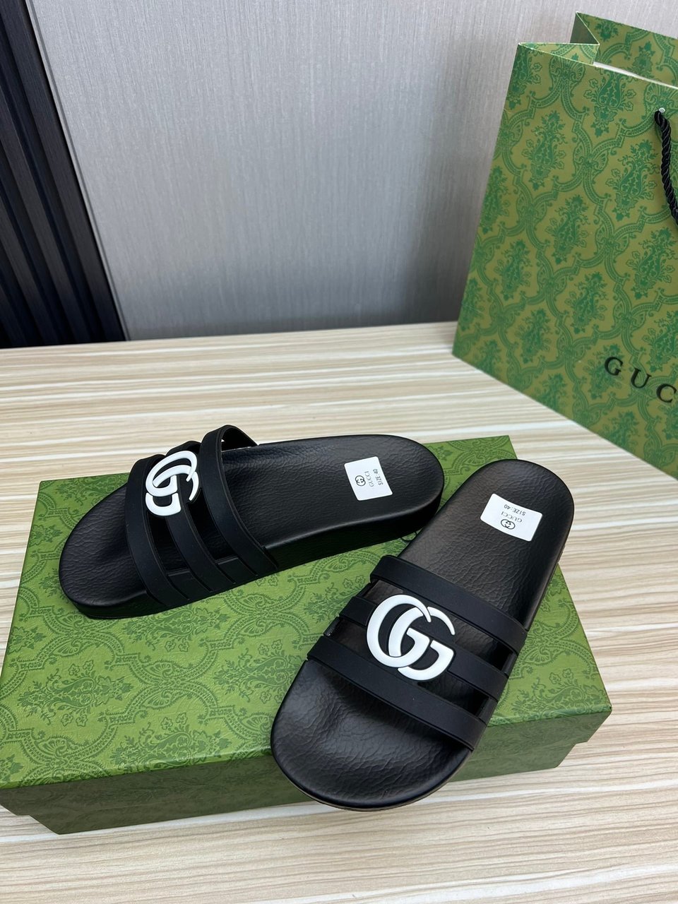 Gucci Slippers Sandals Mules Summer With Gg Logo White view 5