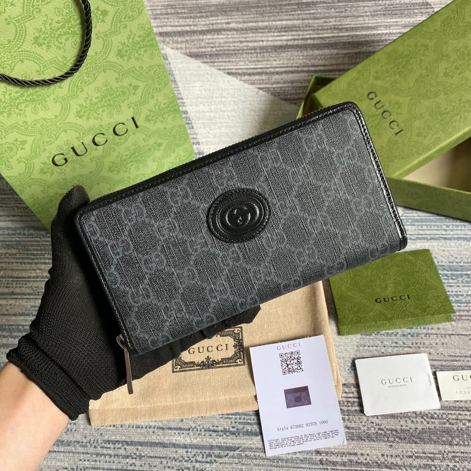 Gucci Ophidia GG Zip Around Wallet With Interlocking G Black 8in/19cm For Men view 4